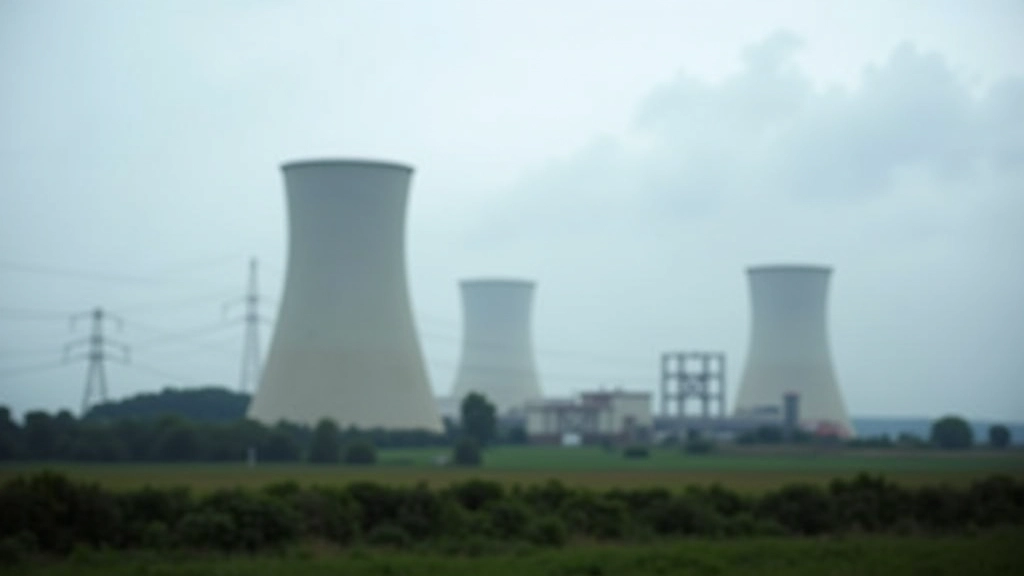 Centrale nucléaire française avec tours de refroidissement en arrière-plan, paysage industriel typique de la production énergétique